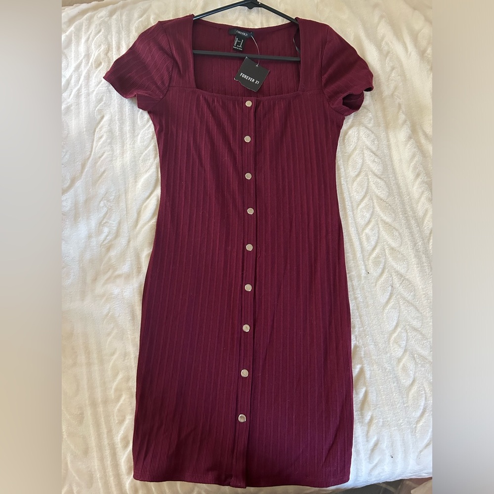 Forever 21: New fitted burgundy dress.